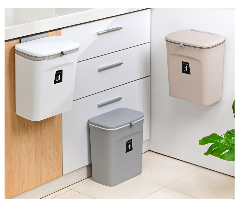 YXHT Wall-mounted Hanging Trash Can with Lid  Under Sink Trash Storage Bin Plastic Counter top Garbage Can