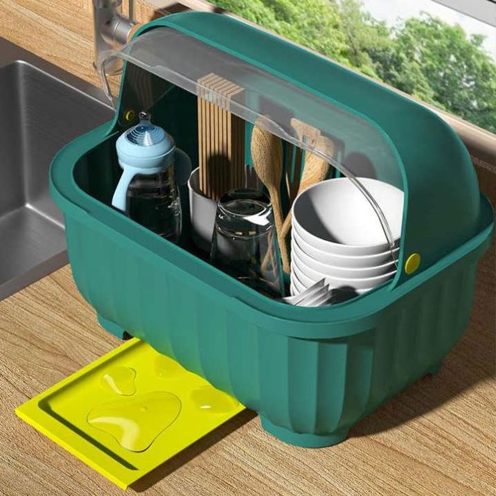 HSFT Freely detachable plastic kitchen organizer dis drying rack dish drainer with cover