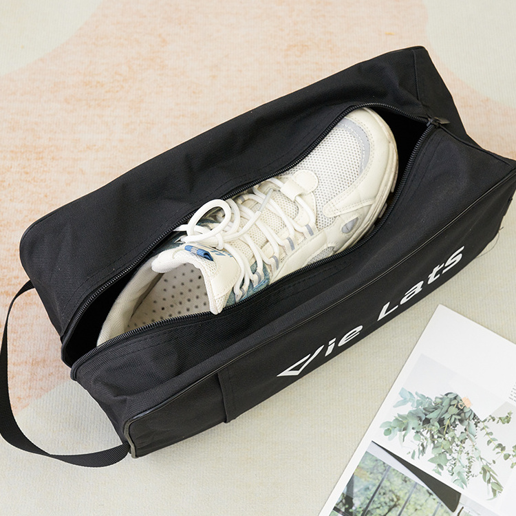 Custom Train Football Soccer Golf Fabric Shoe Bag Polyester Storage Travel Boot Shoe Bag Sports Sneaker Carrier Zipper Shoe Bag