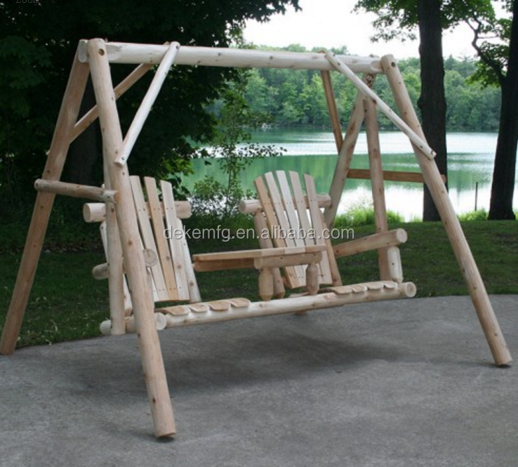 Outdoor Rustic Solid Wood Log Swing Garden Swing Modern Garden Decoration Furniture Chair Porch Swing