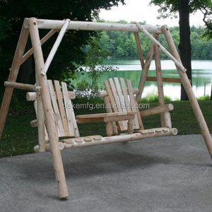 Outdoor Rustic Solid Wood Log Swing Garden Swing Modern Garden Decoration Furniture Chair Porch Swing