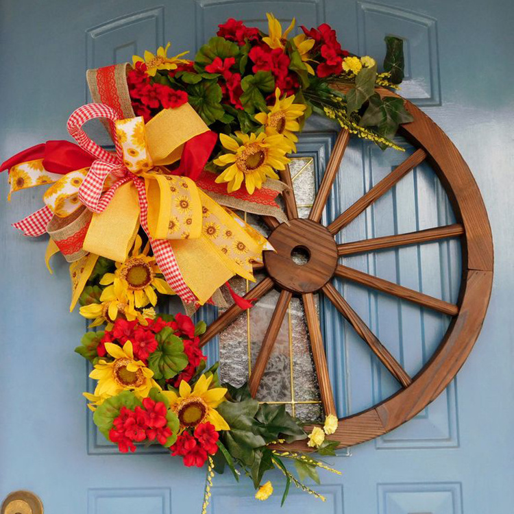 80cm Decorative Wall Accent Old Western Wooden Garden Wagon Wheel Holiday Supplies Home Decoration