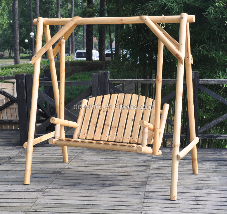 Outdoor rustic solid wood log swing Porch Swings