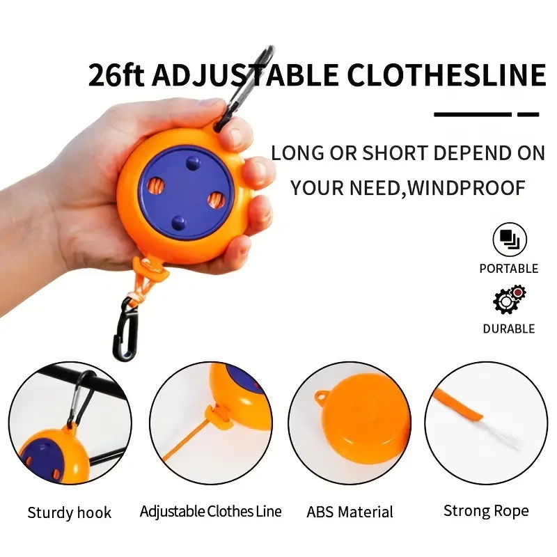 8m Portable Outdoor Camp Travel Windproof Clothesline Drying Rack Hanging Bungee Tie Shock Cord Elastic Rope Outdoor Tools