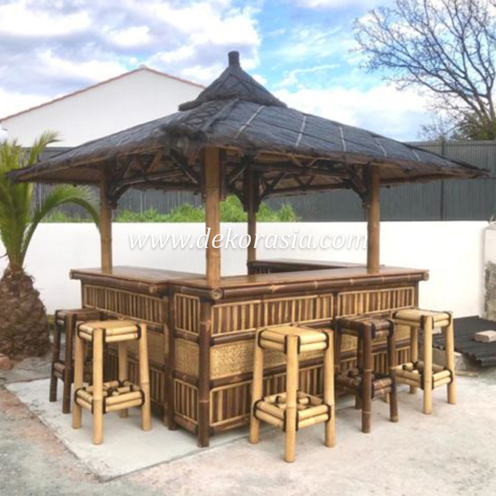 Bamboo Gazebo Bar for Garden Furniture, Bamboo Gazebo Outdoor, Natural Bamboo Gazebo Decorative