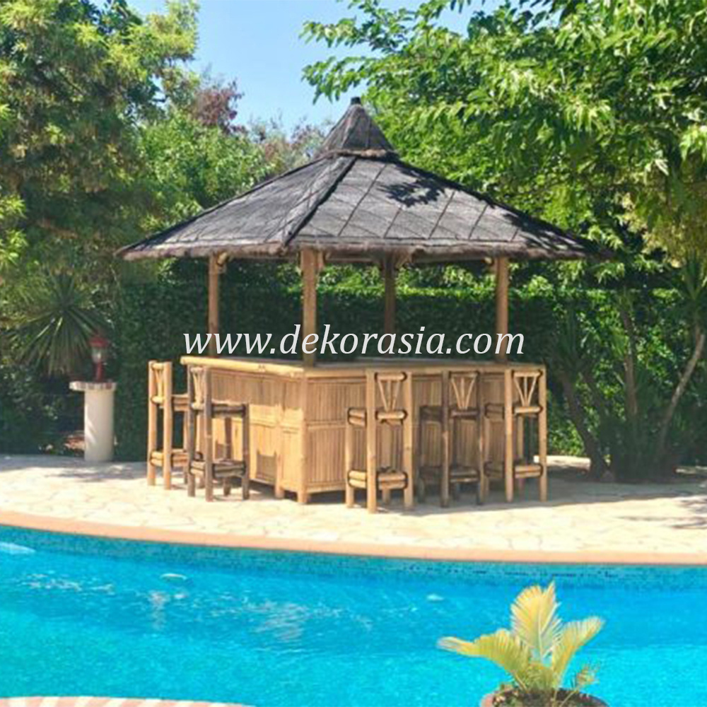 Bamboo Gazebo Bar for Garden Furniture, Bamboo Gazebo Outdoor, Natural Bamboo Gazebo Decorative