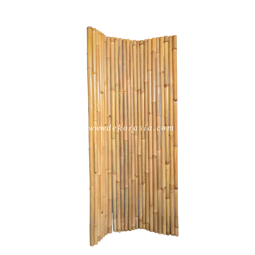 Full Round Roll Bamboo Fence with Stainless Steel, Natural Bamboo Fences for Home Decoration