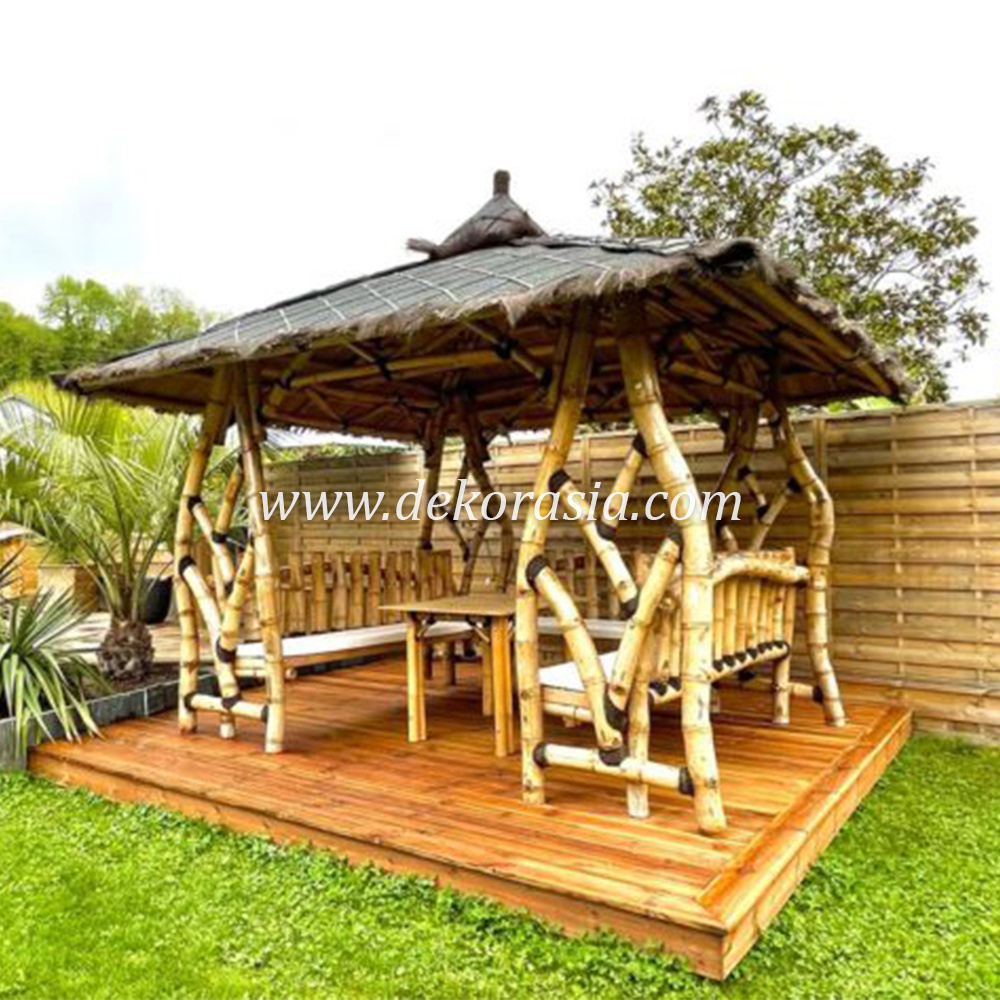 Merapi Gazebo for Garden Outdoor Decoration, Bamboo Gazebo Luxury, Exclusive Design Bamboo Gazebo