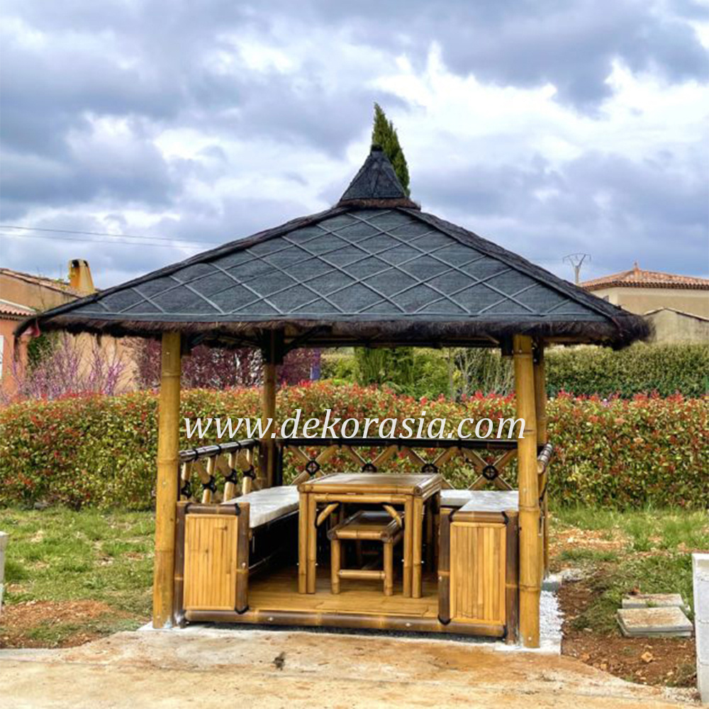 Lotus Gazebo Garden Outdoor Decoration, Customized Design Bamboo Gazebo, Bamboo Gazebo Furniture