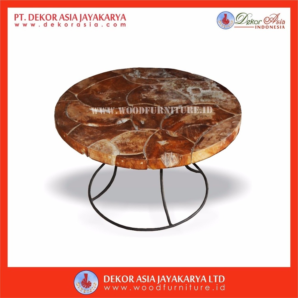 Teak Root Laminasi Table Round Recycle Teak Roots - Teak Table Round - Recycle Wood Table Round