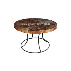 Teak Root Laminasi Table Round Recycle Teak Roots - Teak Table Round - Recycle Wood Table Round