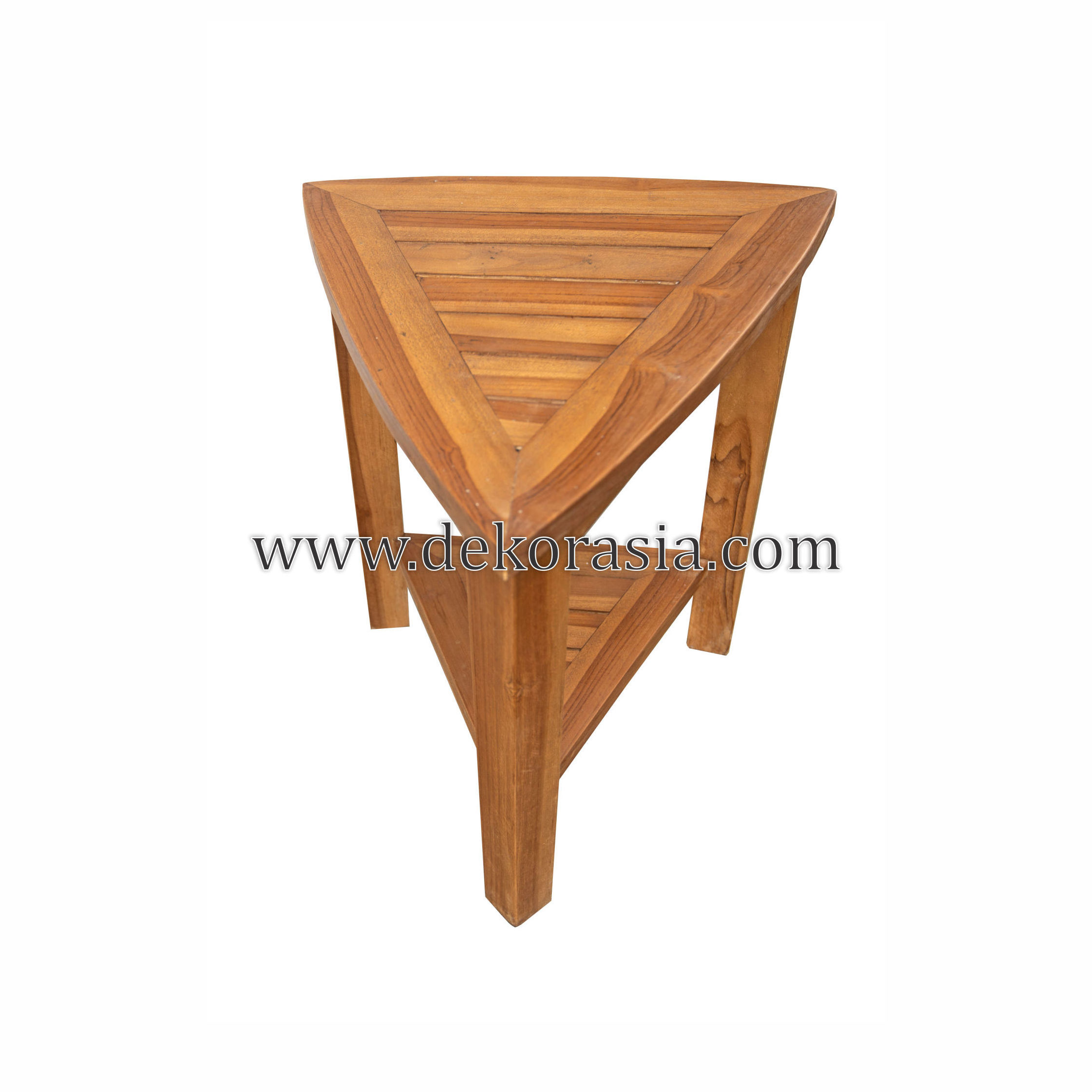 Teak Corner Bench 2 Layer Bathroom Triangle Shaped with Shelf and Basket, Waterproof Shower Stool - Fully Assembled