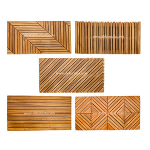 Teak Shower Mat with Rubber Feet, Anti-Slip Floor Bath Mats Bathroom Mat Shower Mat, Wooden Shower Mats