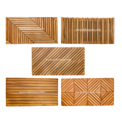 Teak Shower Mat with Rubber Feet, Anti-Slip Floor Bath Mats Bathroom Mat Shower Mat, Wooden Shower Mats