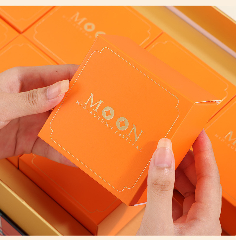 luxury double layer mooncake orange portable packaging gift box Mid-Autumn Festival gifts exquisite packaging