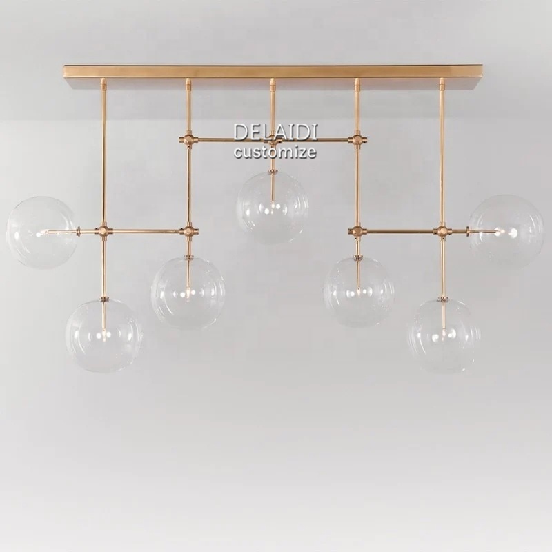 Medium modern ceiling brass transparent glass bulb lighting the hotel restaurant cafe indoor fashion lighting