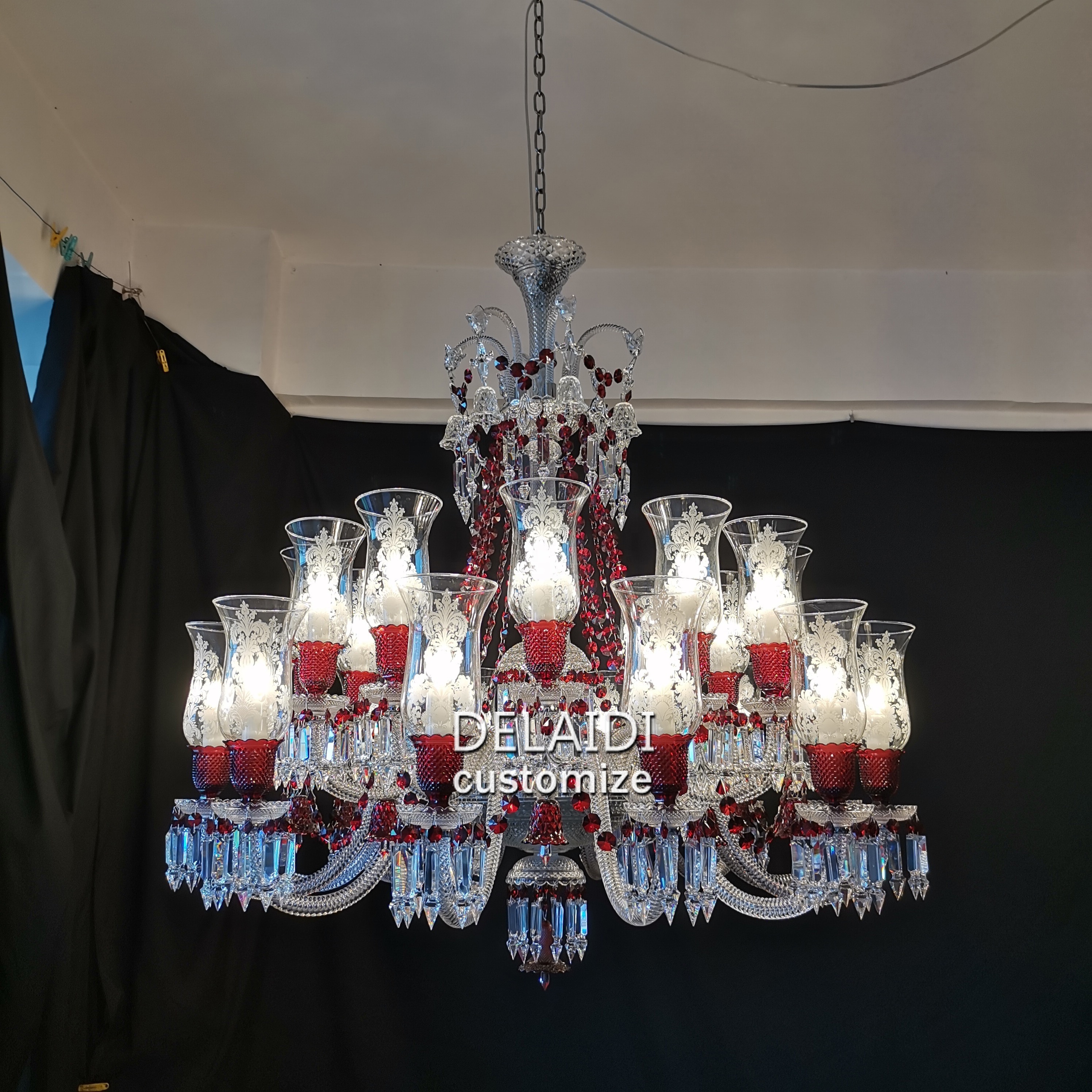 Living room chandelier dining room bedroom cristal lustre lights french candle crystal pendant lamp chandelier red