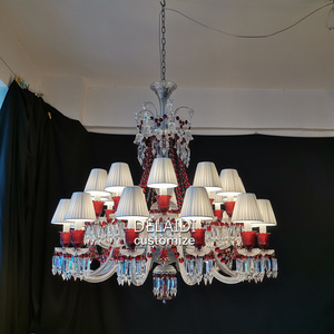 Living room chandelier dining room bedroom cristal lustre lights french candle crystal pendant lamp chandelier red