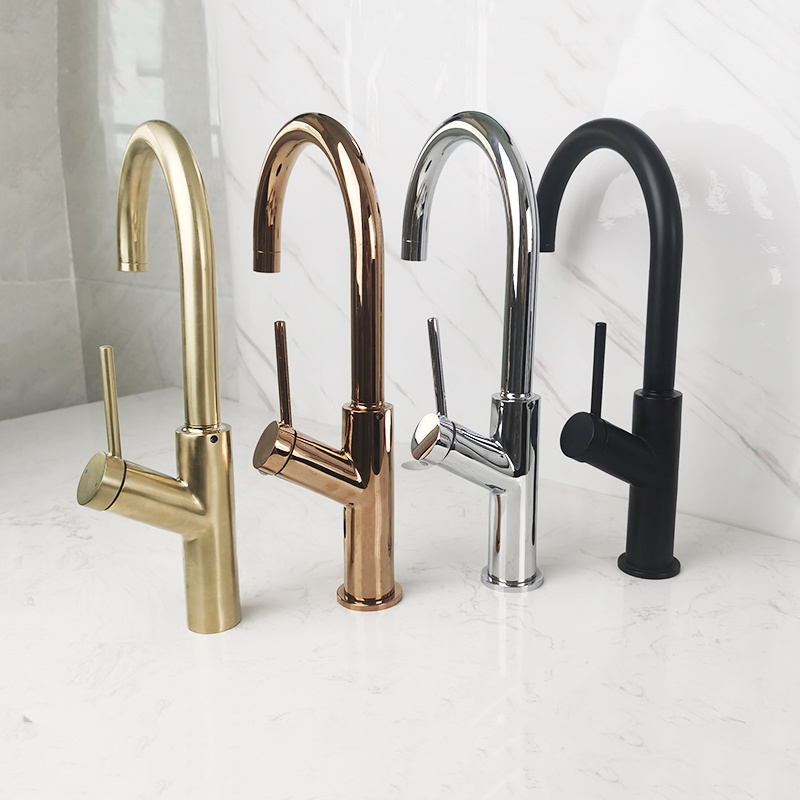 Contemporary Rose Gold Kitchen Faucet Mixer Taps Sanitary Ware Faucets with Ceramic Handle Brass Body Hot Cold Water Sink Faucet