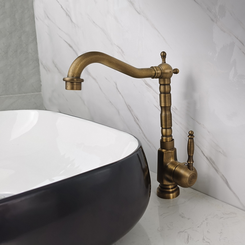 Satin Antique Bronze Finish Vintage Wash Faucet Bathroom Basin Hot Cold Retro Faucet Mixer Tap