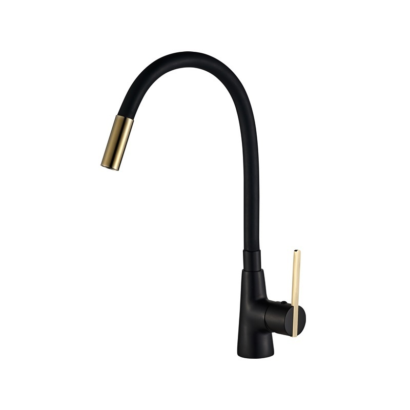 Matt Black Kitchen Water Faucet 360 Degree Silicone Tube Single-Handle Gold Ceramic Polished 3 Years Warranty Deck Mounted Sink