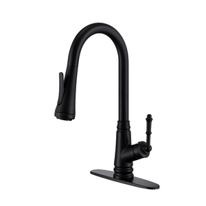 Pull Out Kitchen Faucet Deck Mounted Sink Mixer American Low Lead Copper Antique Matt Black Contemporary Ceramic Polished CN;ZHE