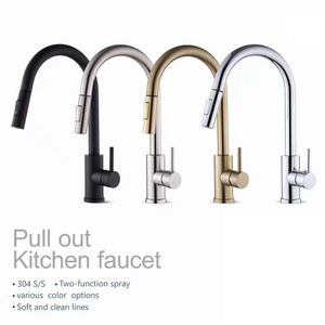 Economy lead free stainless steel pull out spray kitchen faucet mixer sink taps modern kitchen faucet