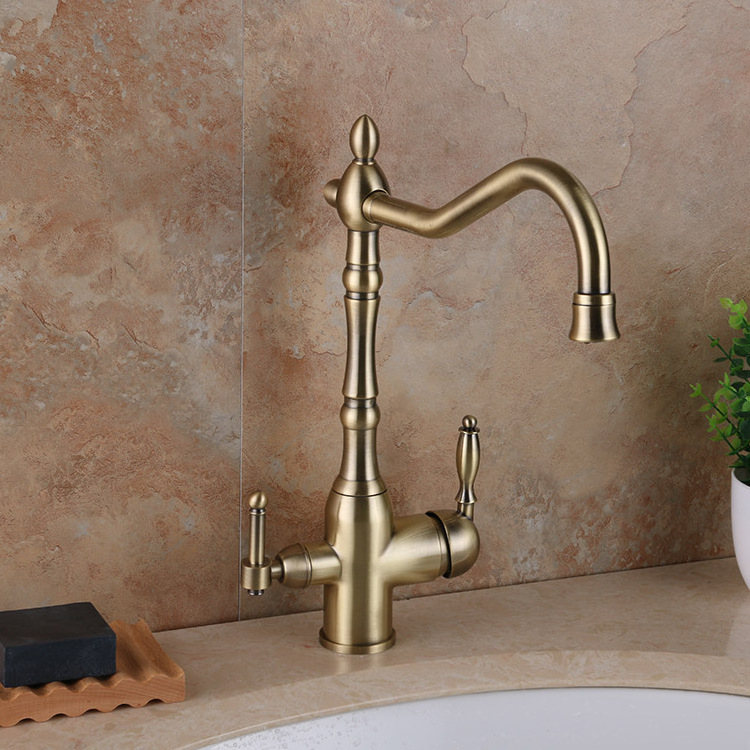 Classic Solid Brass Body Bronze Dual Handle Single Handle Pull Down Faucets Purified Kitchen Sink Hot And Cold  Faucet Mixer