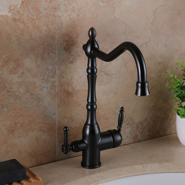 Classic Solid Brass Body Bronze Dual Handle Single Handle Pull Down Faucets Purified Kitchen Sink Hot And Cold  Faucet Mixer