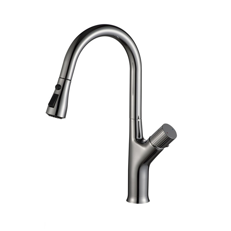 Contemporary Ceramic Polished Brass Single Handle Brushed Nickel Pull Out Kitchen Faucet with Sprayer Kitchen Tap