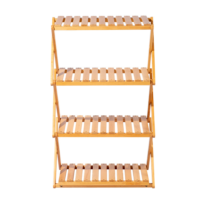 Multipurpose Household Foldable Eco-Friendly Bamboo 4 Tier Rack Shoe Shelves Display Stand Organizer Storage