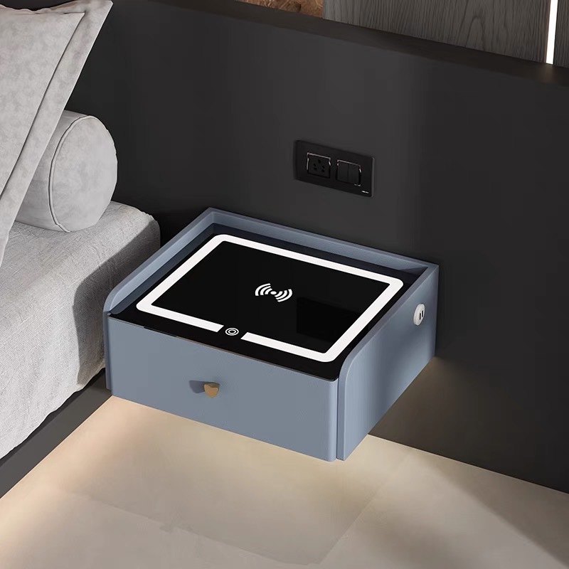 LED Smart Nightstand Floating Bedside Table LED Nightstand with Charging Smart Nightstand Bedroom Options