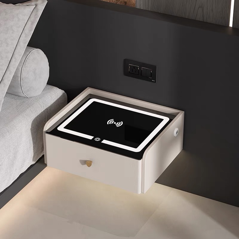 LED Smart Nightstand Floating Bedside Table LED Nightstand with Charging Smart Nightstand Bedroom Options