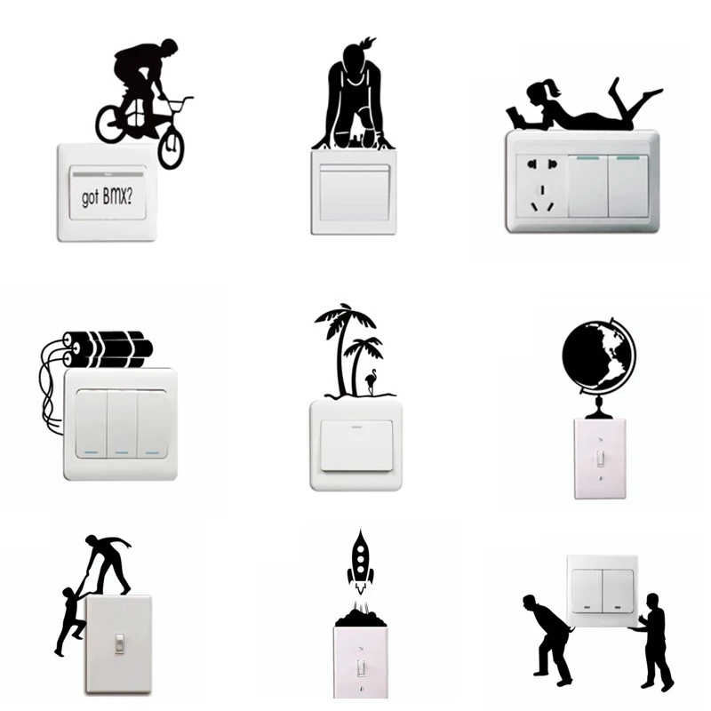 Switch Sticker Funny Sports Wall Glass Stickers for Kids Room Bedroom Home Decor