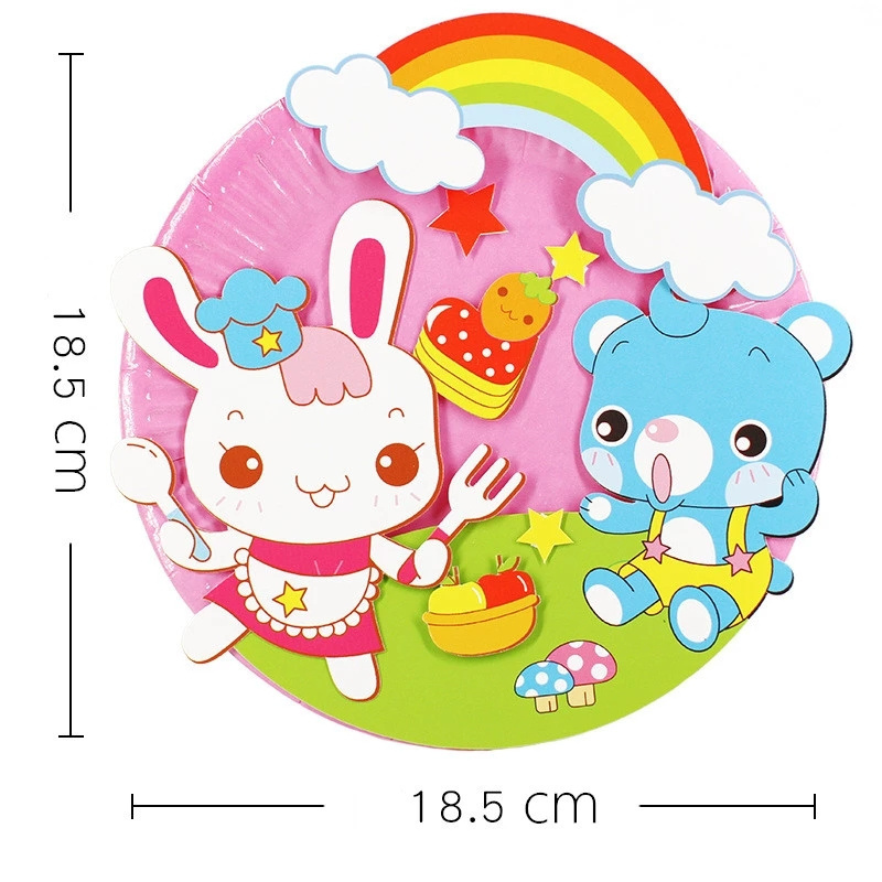 Creative Children Paper Plate Painting Kindergarten Paste Toy DIY Craft Kits for Kids