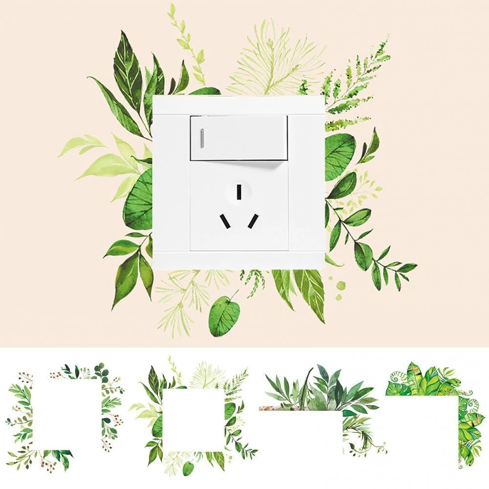 Leaf Green Plant Personality Wall Sticker Light Switch PVC Home Decoration Decal