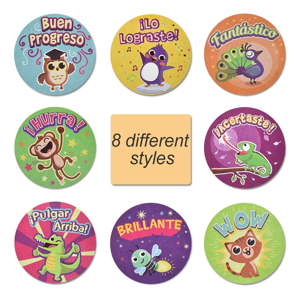 Custom Cute Animals Kids Motivational Stickers Spanish Reward Encouragement Sticker