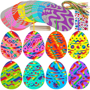 Magic Color Scratch Art Easter Egg Ornaments Decorations Easter Craft Kits Scratch Paper Easter Egg Scratching Toy