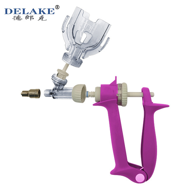 Delake Manufacturer Different Dose 0.1ML 2ML 5ML Veterinary Continuous Syringe Cow Goat Chicken Syringe With Needle