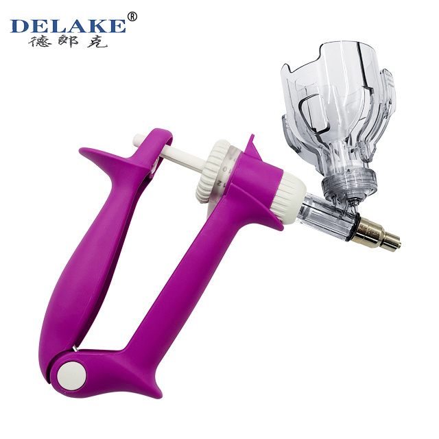 Delake Manufacturer Different Dose 0.1ML 2ML 5ML Veterinary Continuous Syringe Cow Goat Chicken Syringe With Needle