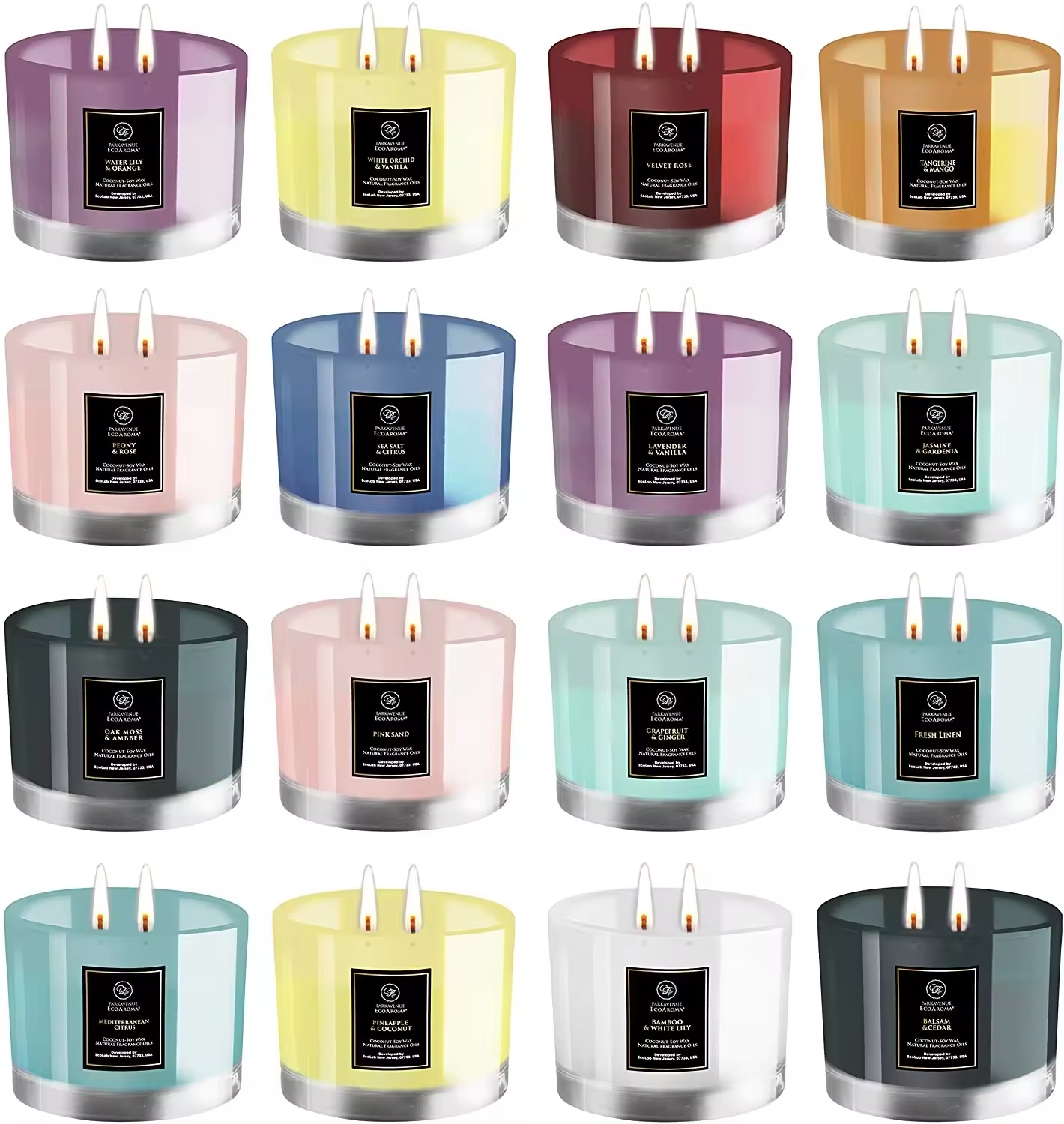 Wholesale 8oz 15oz 16oz custom Private Logo big large glass thick aroma scented candle  with lids and box for home decor