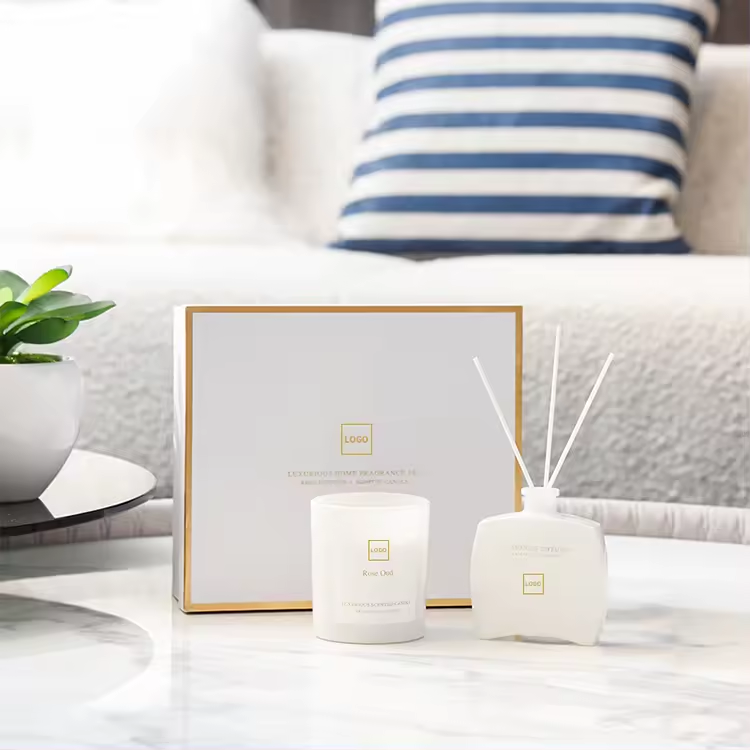 Home Decoration Custom Reed Diffuser Bottle Luxury Soy Wax Scented Candle And Diffuser Set