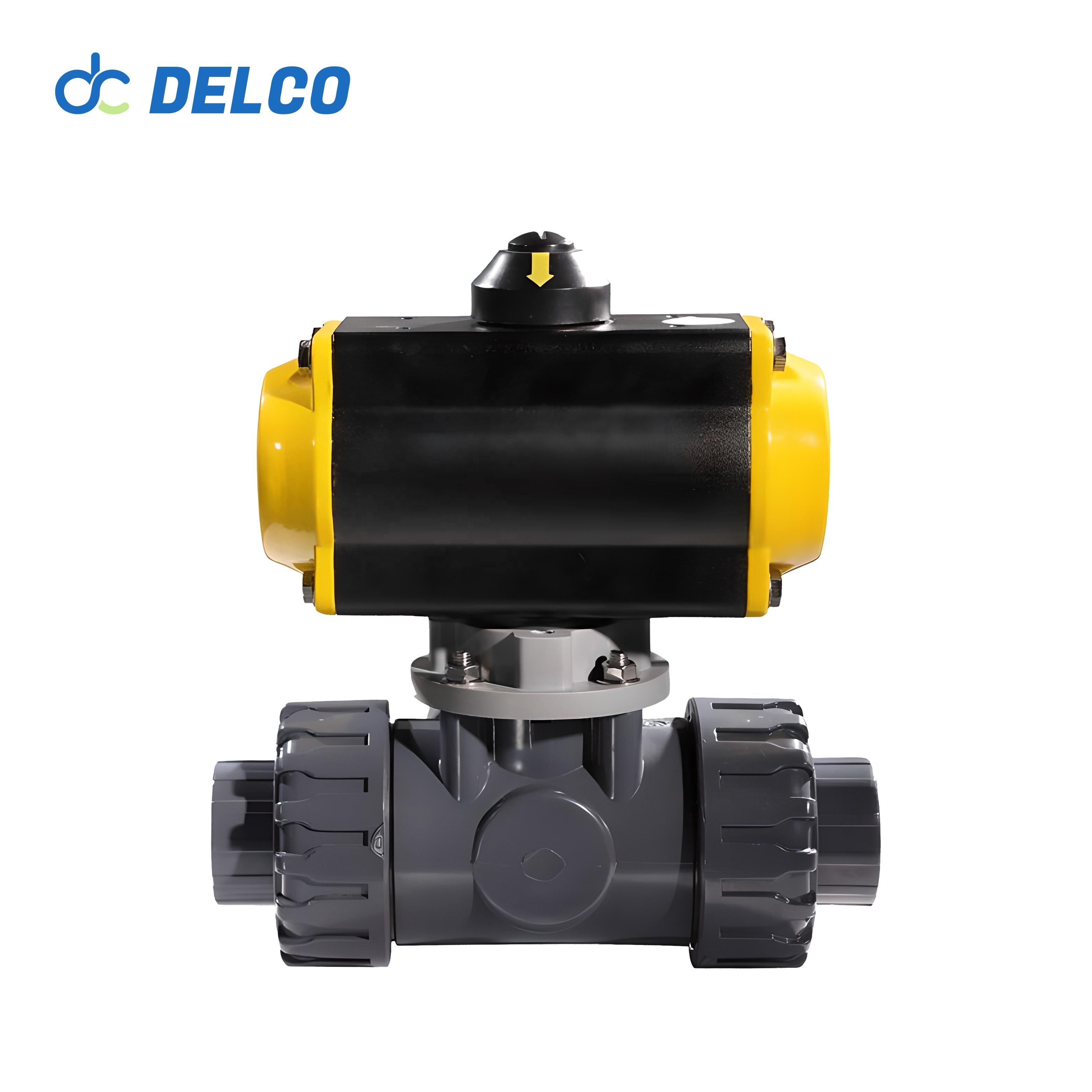 DK66-3PL Pneumatic Actuator 3 Way PVC Ball Valve Double Union Air Control Ball Valve