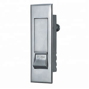 Electric push button cabinet door latch