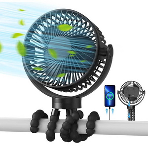 2023 New Wholesale Tripod Octopus Fan 12000mAh Portable Operated Rechargeable Electric USB Baby Stroller Fan