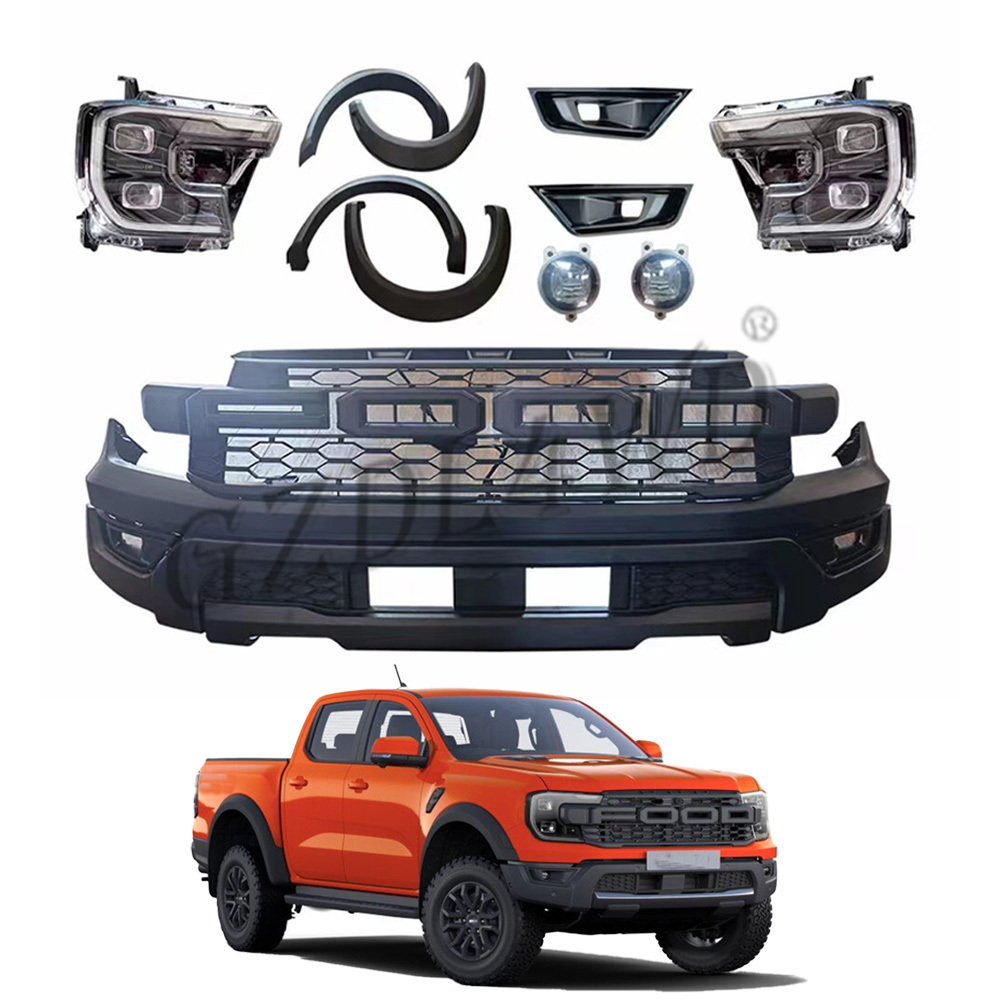 GZDL4WD AUTO facelift led light car grilles with letter wheel arch Head Lamp Body KitsFor PX Ranger T9 2023  XL/XLT Upgrade To W