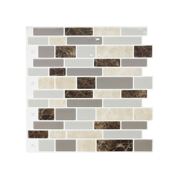 Brown Marble Backsplash Tile Mosaic Stick Peel and Stick Wall Sticker For bathroom kitchen