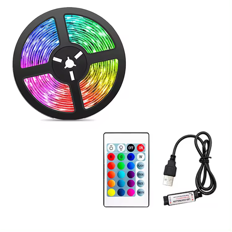 Ready to ship goods 2M 30leds TV Backlight kit IP65 5V Smart home lights IR remote control 24keys SMD5050 RGB led strip light