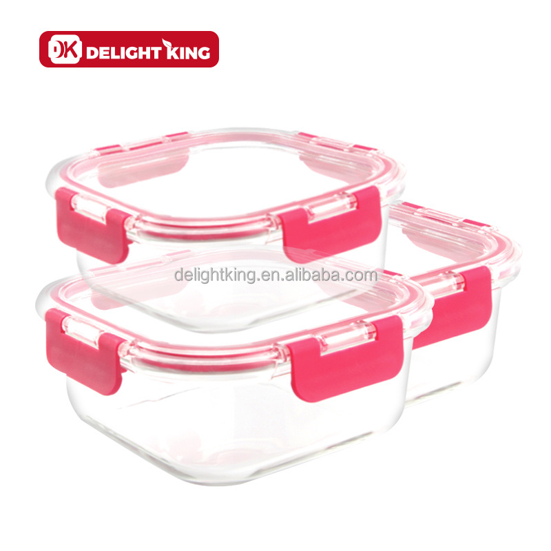 Hot sale Air tight glass food storage container with lid glass food container