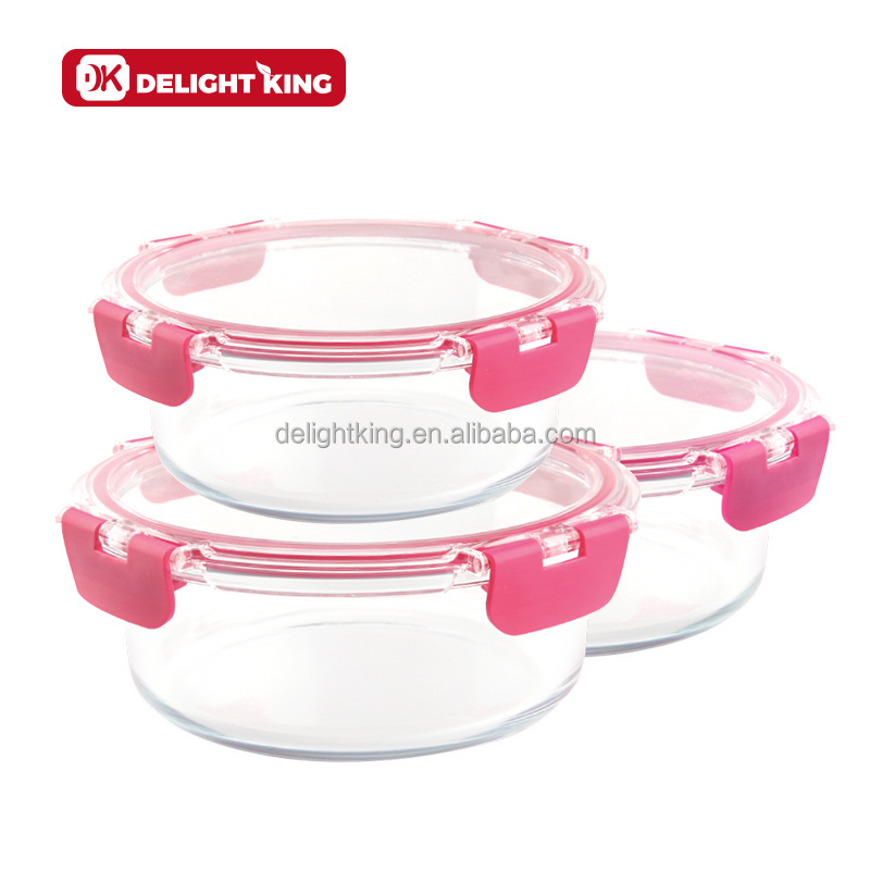 Hot sale Air tight glass food storage container with lid glass food container